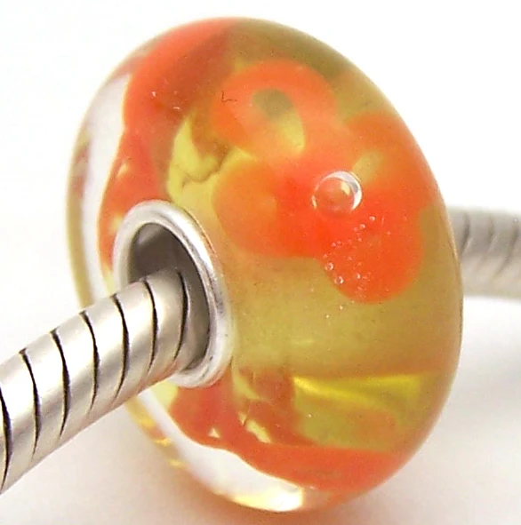 

PJG2360 100% S925 Sterling Silver Beads Murano Glass beads Fit European Charms Bracelet charms diy jewelry Lampwork GlassBeads