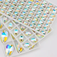 the new water drop sewing rhinestone k9 glass crystal stone flat cloth is used to sew strass dress clothing decoration crystal