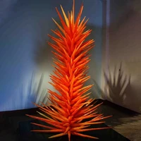 orange hand blown glass tree floor lamp luxury murano blown glass conifer sculpture for party garden art decoration