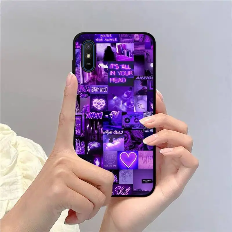 purple aesthetic phone case for redmi 9a 8a 7a 7a 7 6a 5a 5 plus 4x s2 go k20 k30 6 note 8 9 pro cover free global shipping