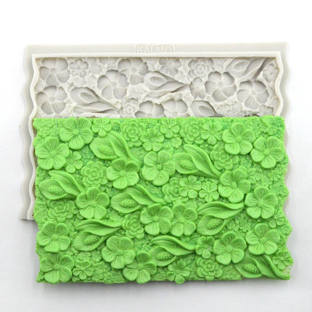 

High quality 3D flowers with leaves texture patterns cake silicone mold flower pattern fondant silicone mold for decorating cake