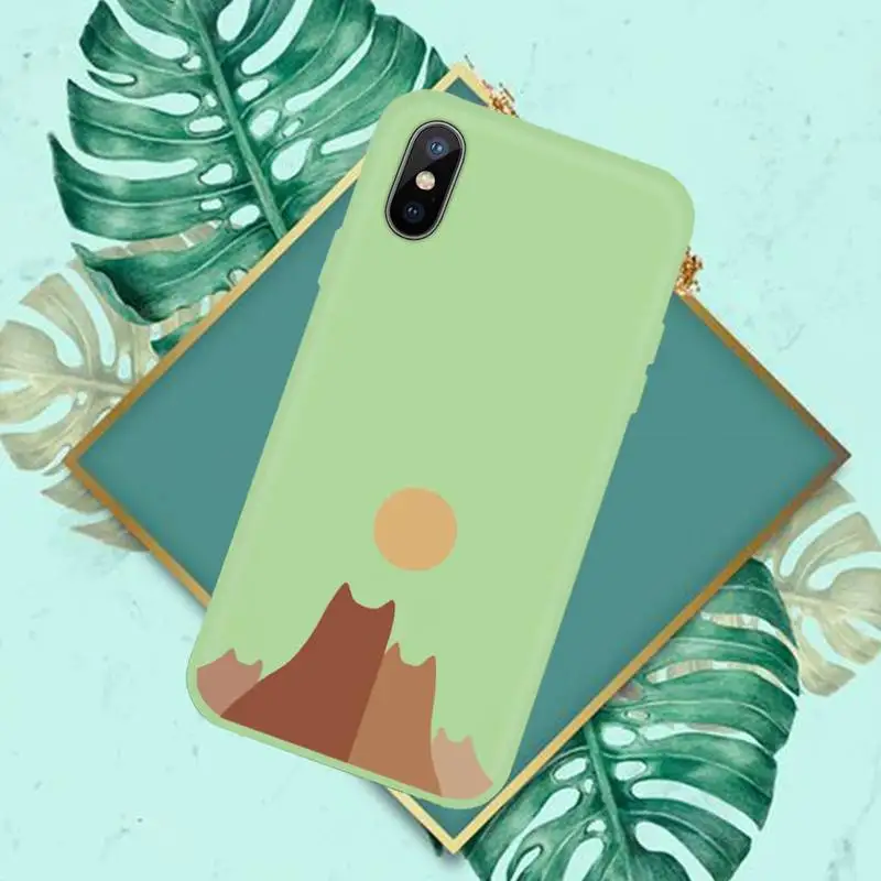 

Creative cat mountain Phone Case Candy Color for iPhone 11 12 mini pro XS MAX 8 7 6 6S Plus X SE 2020 XR