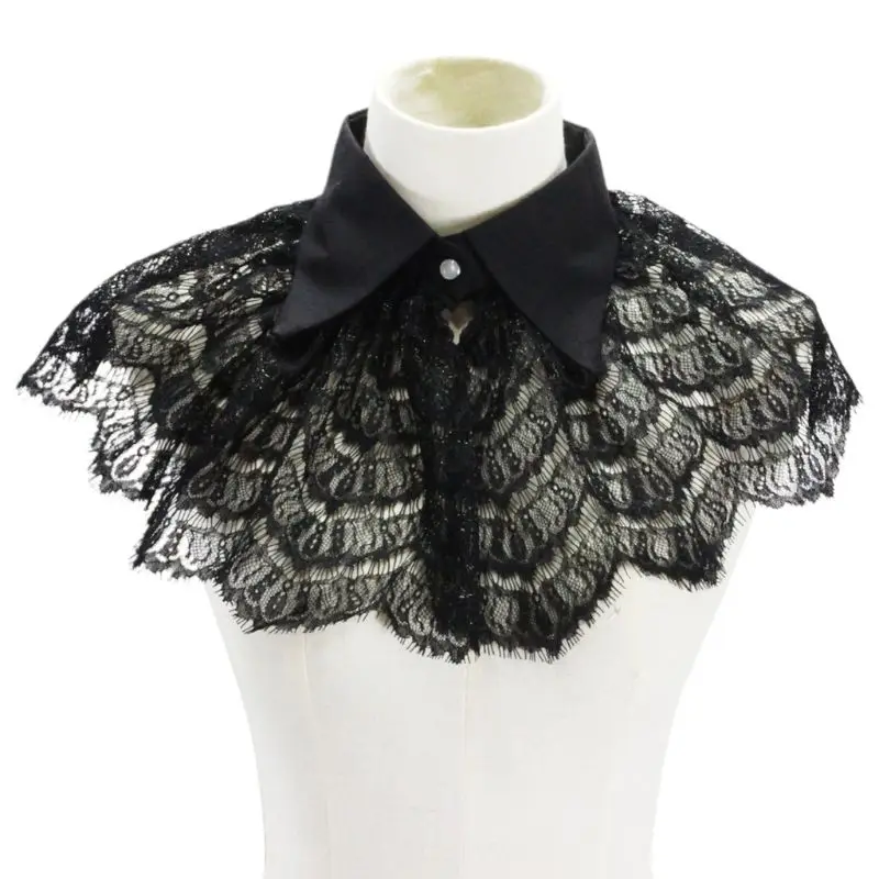 

1PC Women Retro Crochet Floral Lace Fake Collar Pointed Lapel Detachable Half Shirt