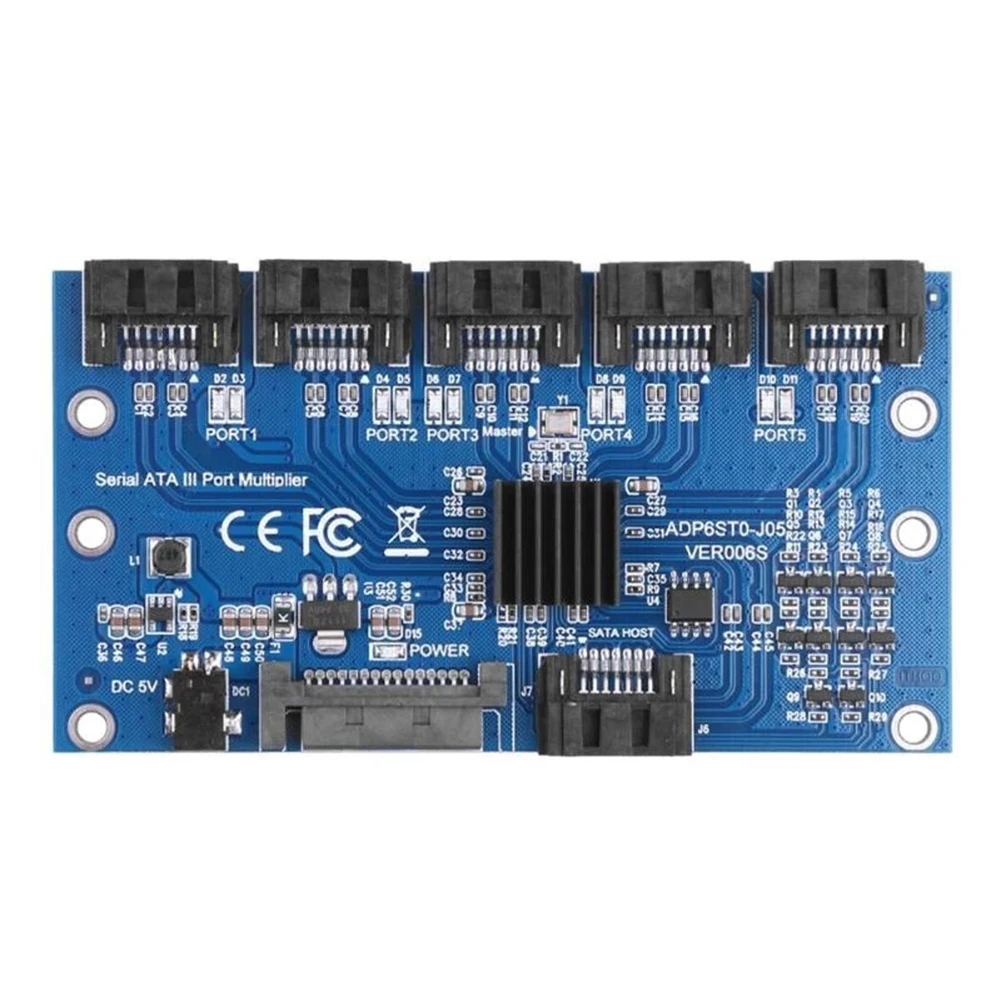 

Сменная плата расширения SATA, материнская плата SATA3.0 с 1 на 5 портами, 6 Гбит/с, переходная карта, концентратор, адаптер, порт Sup, Асинхронное уве...