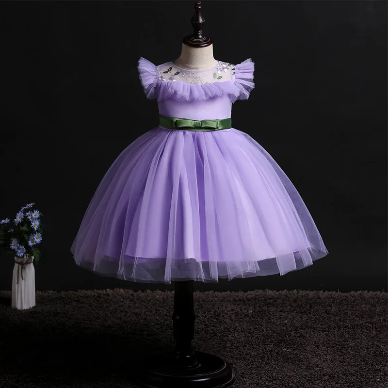 

Skyyue Flower Girl Dress for Wedding Embroidery Tulle Tank Ball Gown O-neck Sleeveless Ruffles Kid Princess Party Dress 2019 837