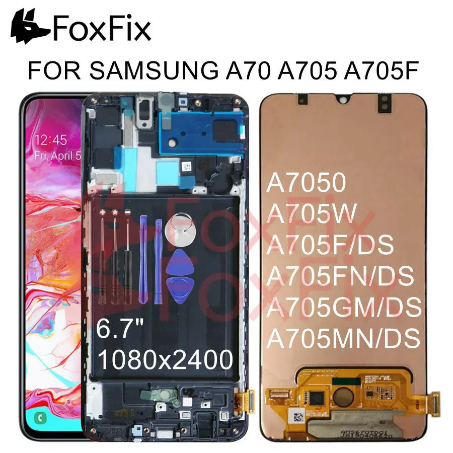 Для SAMSUNG GALAXY A70 A705 A705F A705FN/DS ЖК-дисплей с сенсорным экраном дигитайзер с заменой рамы для SAMSUNG A70 ЖК-экран