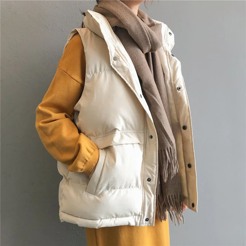 

Autumn and winter Korean loose down cotton vest coat women's versatile vest coat