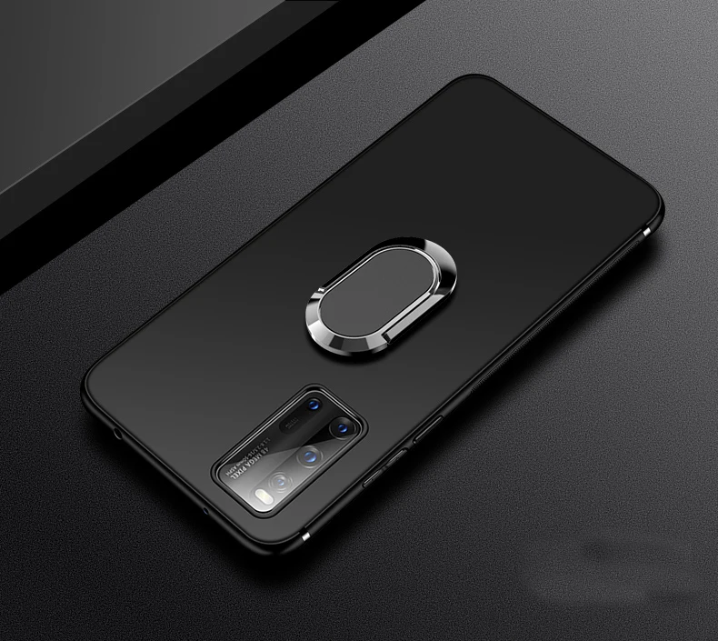 Защитный чехол для IQOO Neo 3 мягкий магнитный из ТПУ с кольцом держателем телефона