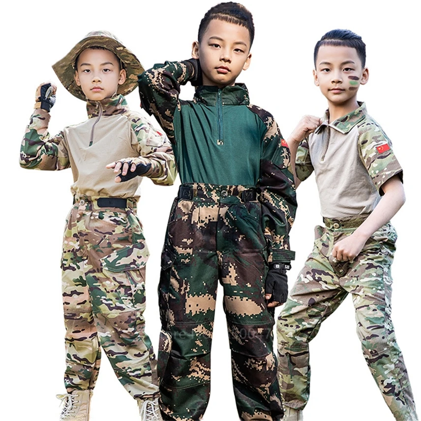 Камуфляжная Военная униформа для мальчиков подростков тактический боевой Топ и