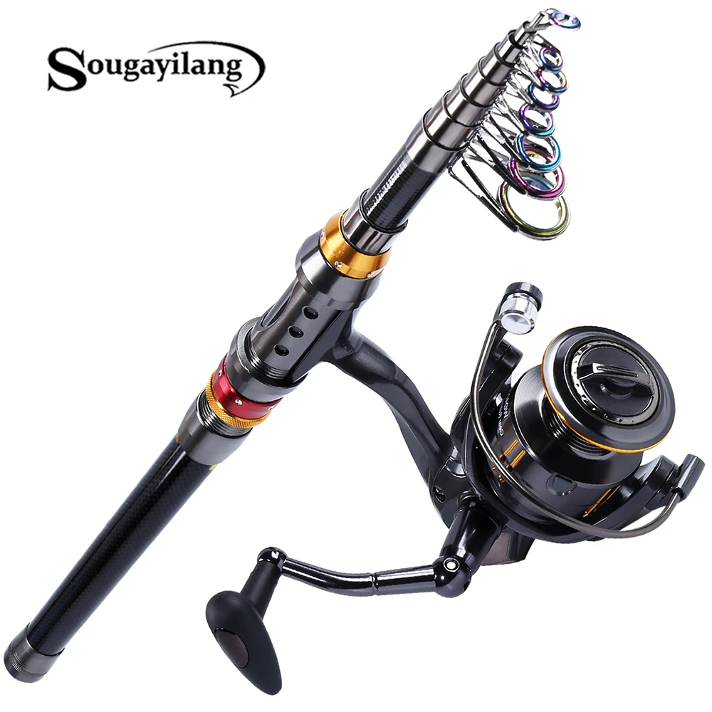 Удочка телескопическая из углеродного волокна с катушкой для