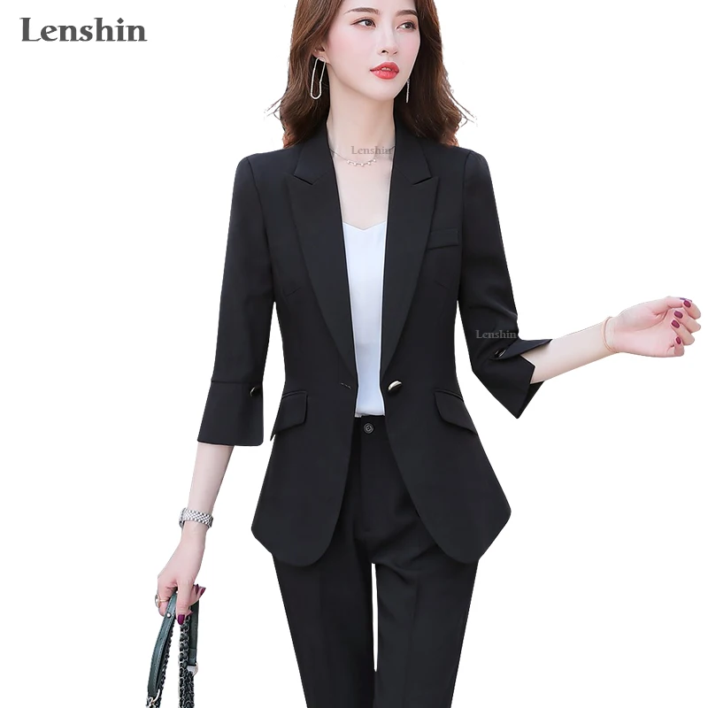 Комплект из 2 предметов брючный костюм рукав три четверти блейзер с брюками