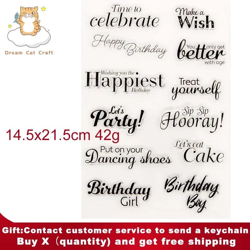 

Happiest Party Wish Letter Stamps DIY Scrapbooking Card Album Paper Craft Rubber Transparent Silicone Stamp Card Making Stamps