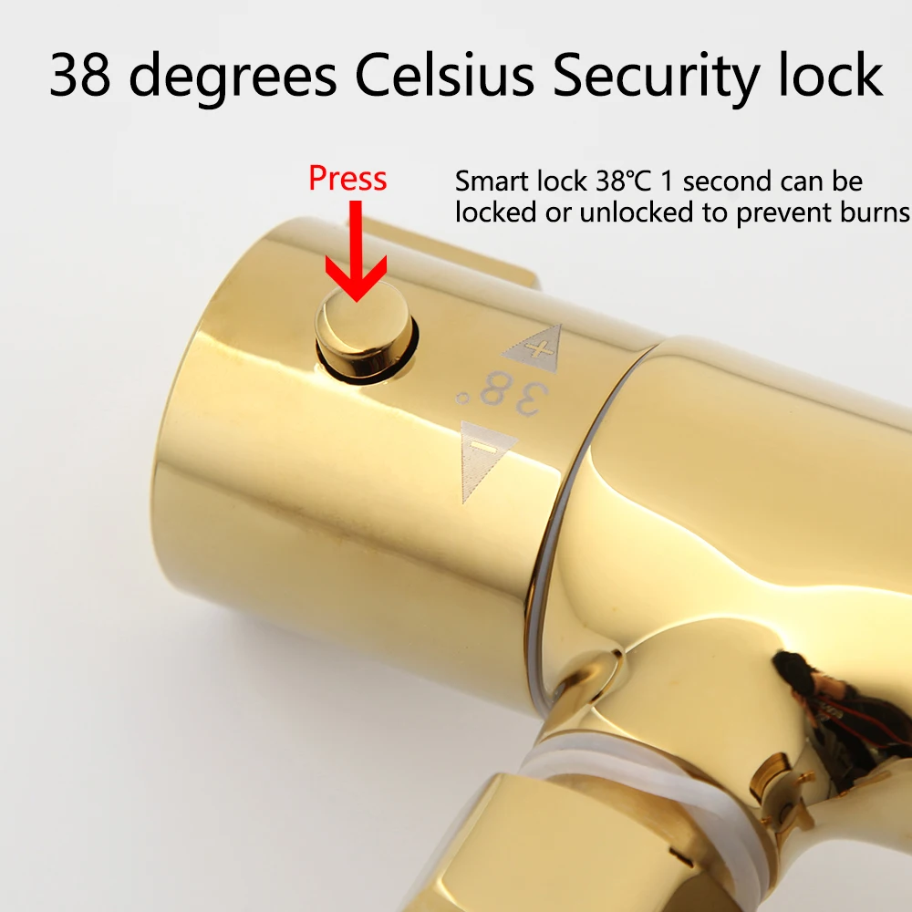 Термостатический смеситель для душа YANKSAMRT золотой цвет Набор смесителей ванны и