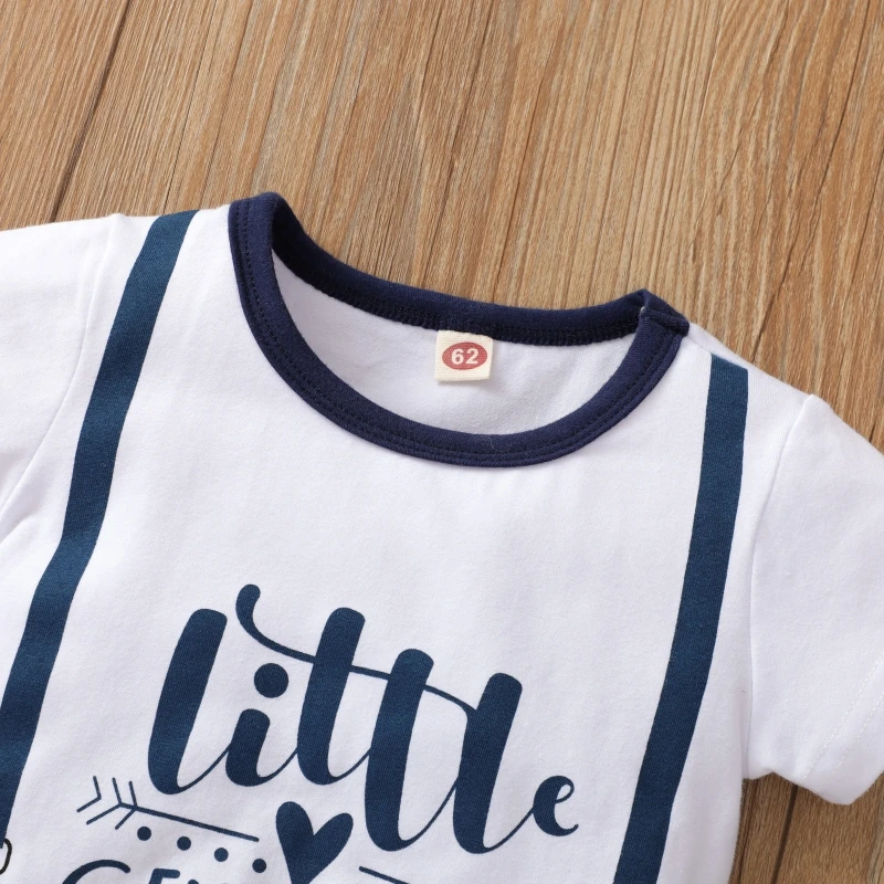 

Summer Newborn Baby Boys Rompers Infant Letter Print Short Sleeve Jumpsuit O-neck Cartoon Pajamas 0-12M