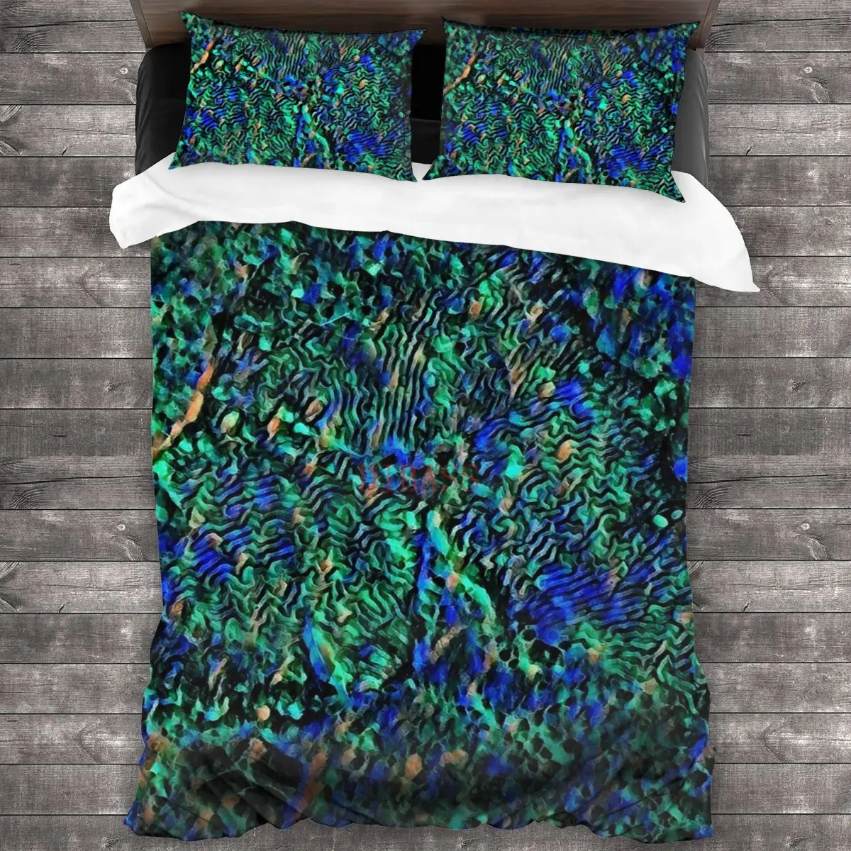 

Ancient Reef In Emerald And Sea Blue 100%Pure Cotton Comforter Set with 2 Pillowcase,Duvet Cover Set, Bedding Sets Bed Set