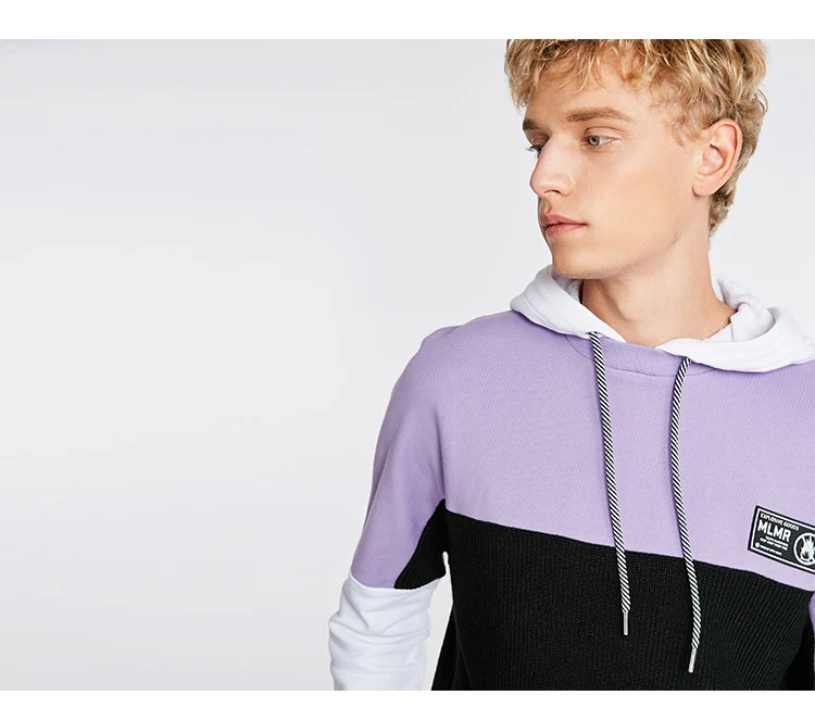 JackJones мужской трендовый цветной контрастный свитер с капюшоном и буквенным принтом, шерстяной пуловер с капюшоном, мужская одежда 218325519