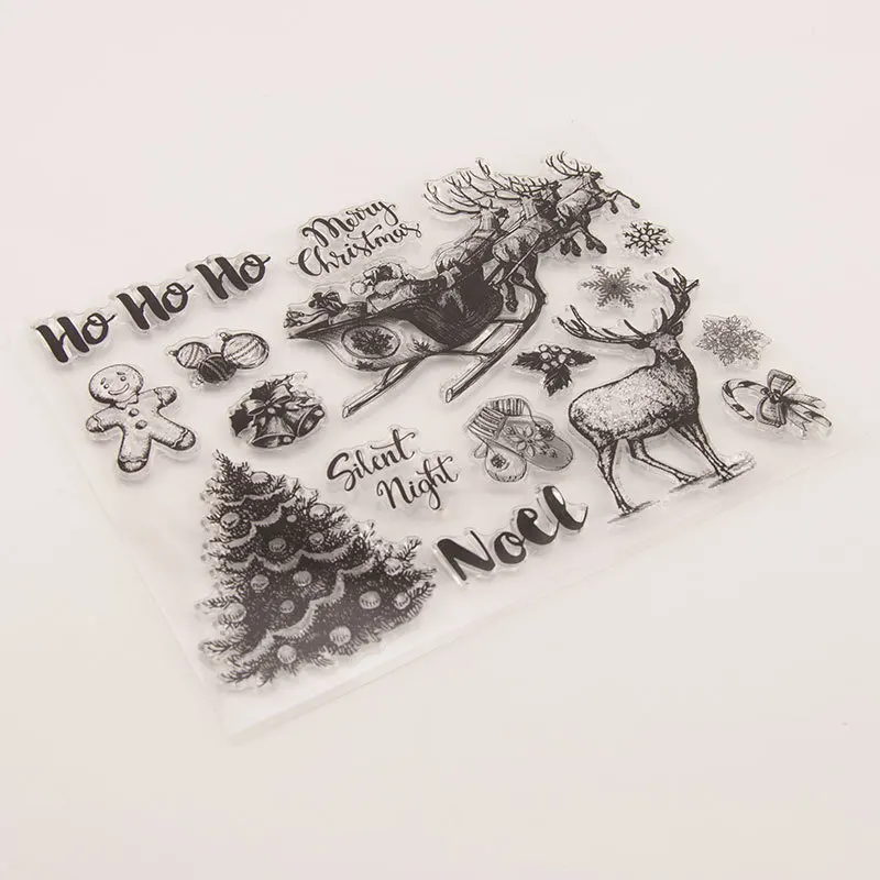 Merry Christmas Reindeer Pine Tree Words Clear Silicone Stamp Seal DIY Scrapbooking Album Decorative Sheets | Дом и сад