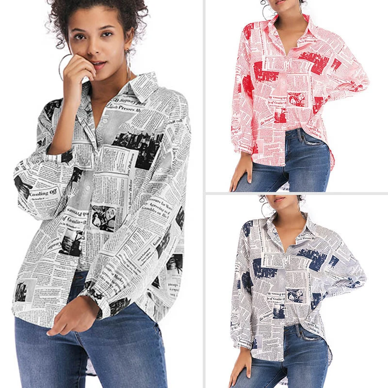 Европа и Америка 2020 женская осенняя зимняя рубашка с буквенным принтом Женская