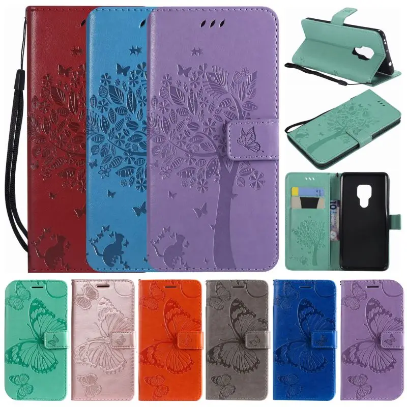 Чехол-книжка с бабочкой, кошкой, деревом для iPhone 8, 7, 6, 6S Plus, X, XR, XS, 11 Pro Max, бумажник из искусственной кожи, сумки для телефона, чистый цвет, DP06Z
