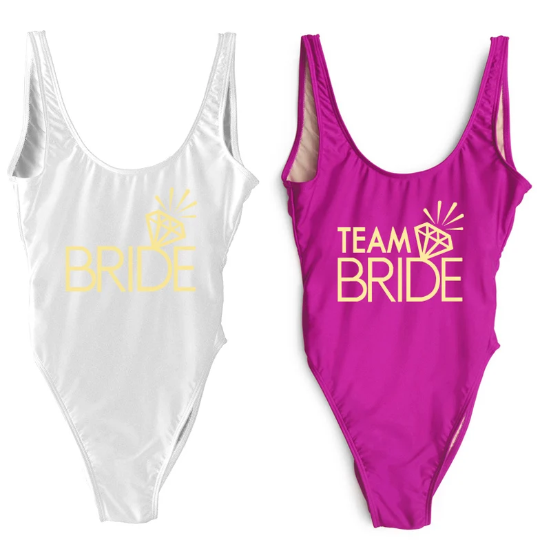 Женский слитный купальник размера плюс для мальчишвечерние с золотыми буквами