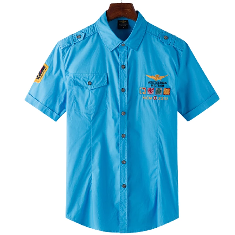 2021 Hot Sale Newest Five Color Summer Season Outdoor Male 100% Cotton T-shirt Casual Breathable Lapel Multi-Pocket Short Sleeve