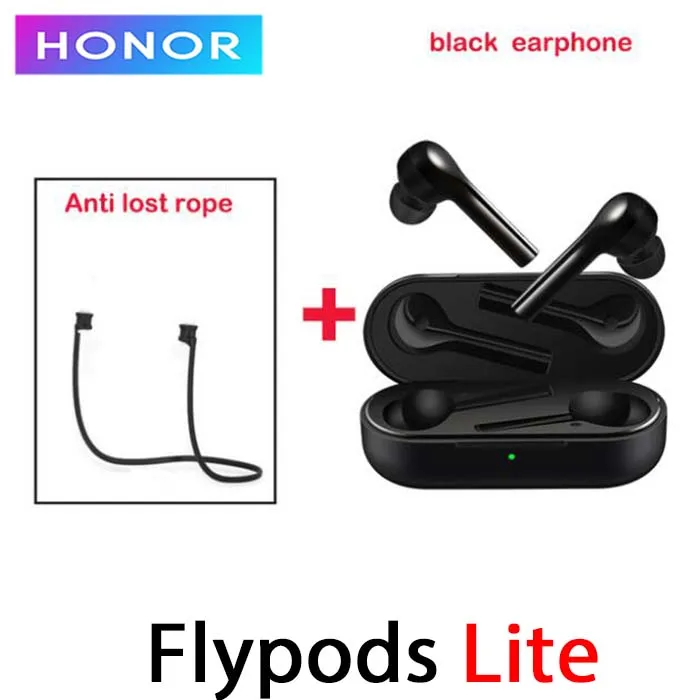 black n anti rope Оригинальные беспроводные наушники huawei Honor Flypods Lite, водонепроницаемые, IP54, управление нажатием, Беспроводная зарядка, Bluetooth 4,2 - Цвет: black n anti rope