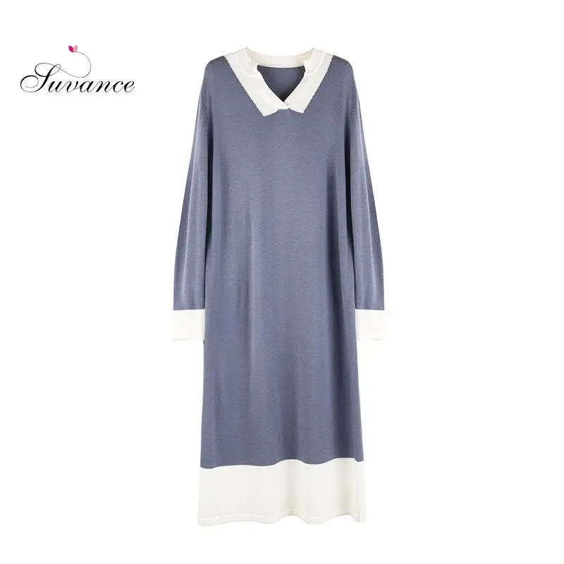 2019 осень зима офисное женское вязаное платье с v образным вырезом 3 однотонных