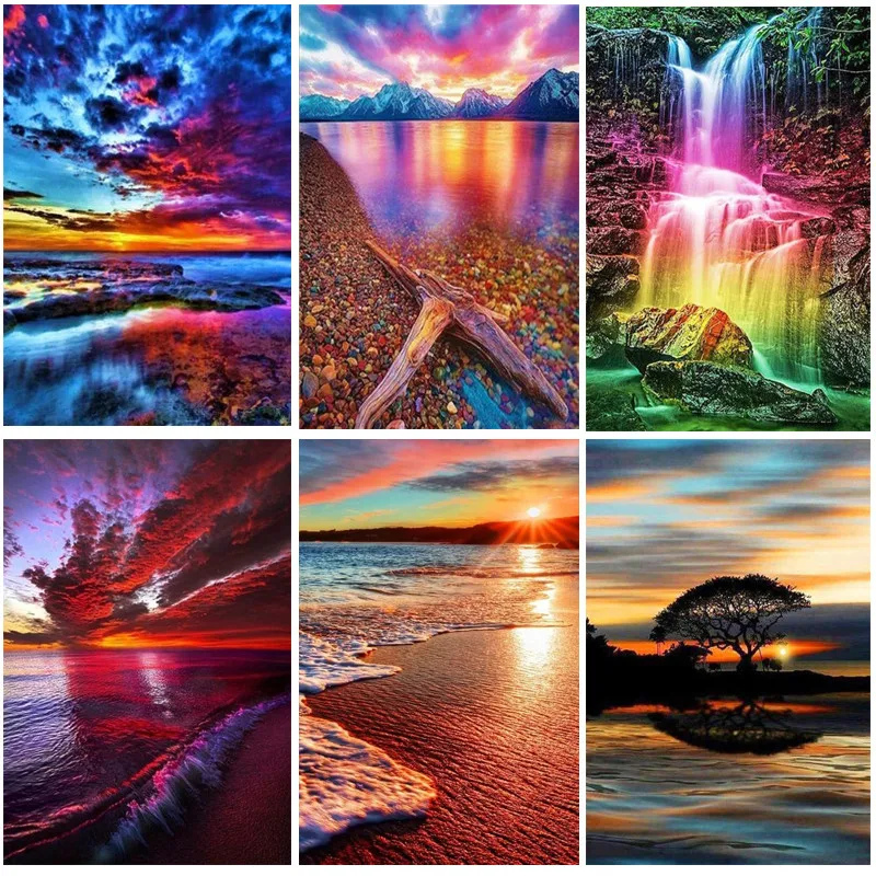 

CraftArtGo 5D DIY Diamond Embroidery scenery Full Square Round Rhinestone Mosaic Painting Cross Stitch Flowers Diamond Kit
