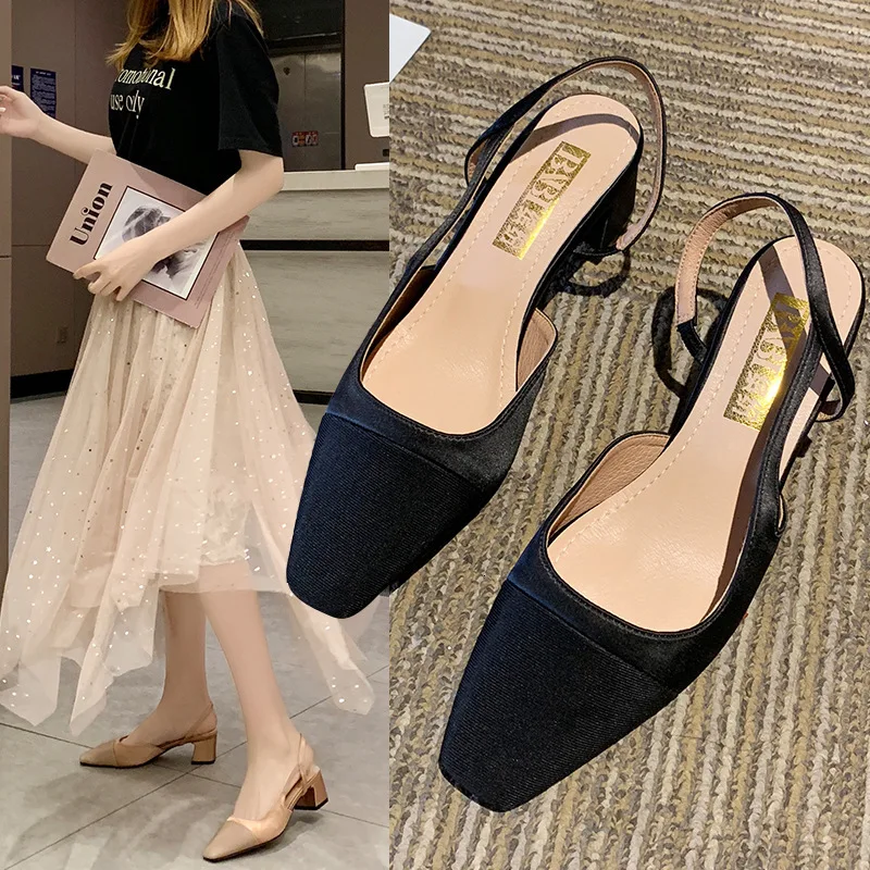 Лидер продаж 2019 летняя женская обувь классические туфли на среднем каблуке