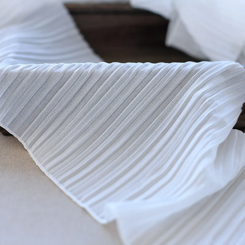 18 см широкая белая мягкая жемчужная шифоновая плиссированная кружевная ткань