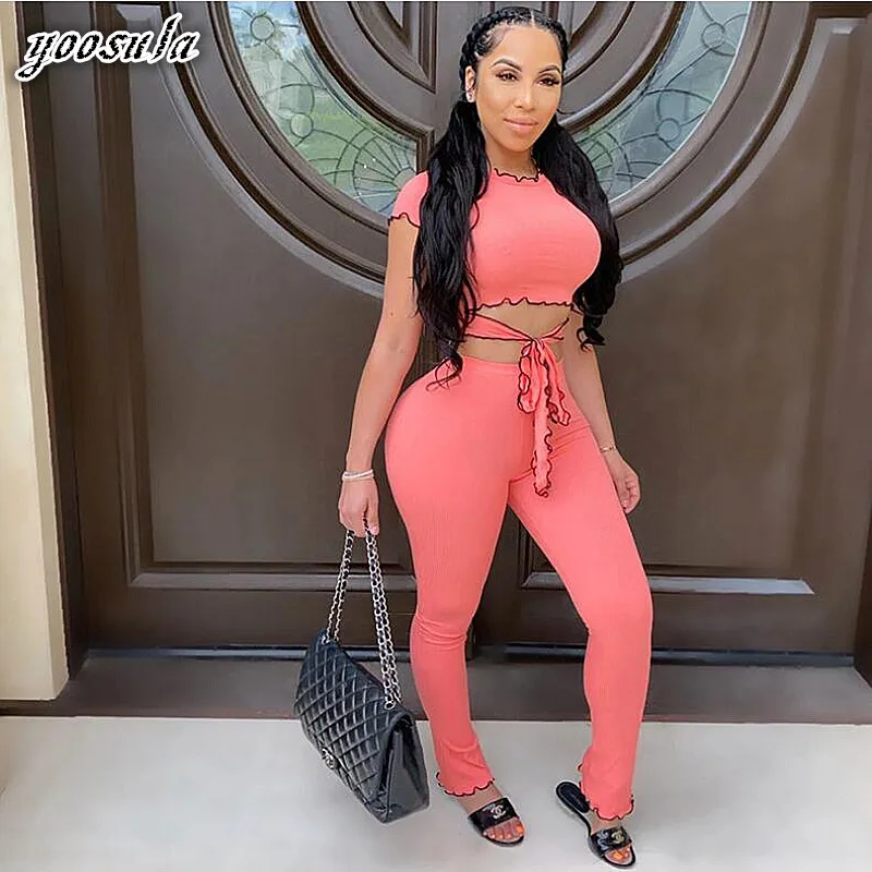 Женский спортивный костюм yooсула комплект из двух предметов короткий топ с