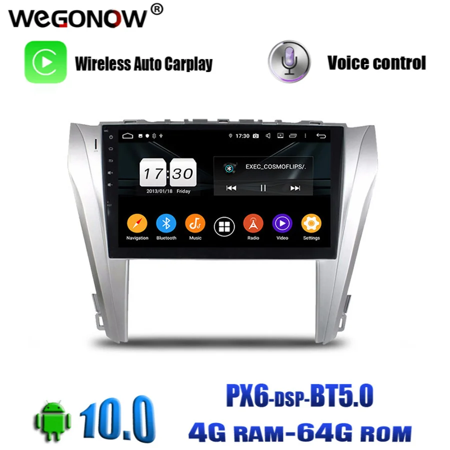 PX6 DSP 10 1 &quotHD Android 0 для Toyota CAMRY 2014 2015 4 Гб ОЗУ 8 ядер 64 ПЗУ автомобильный DVD плеер Wifi BT 5