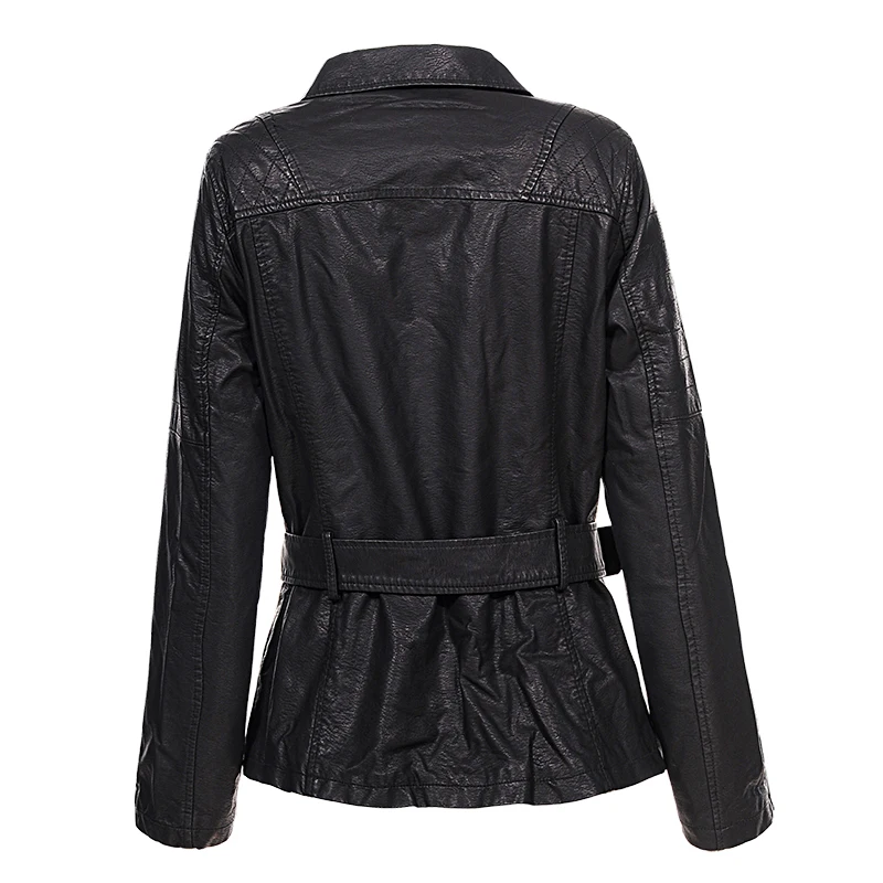 Женские зимние куртки из искусственной кожи теплые облегающие с шерстяной