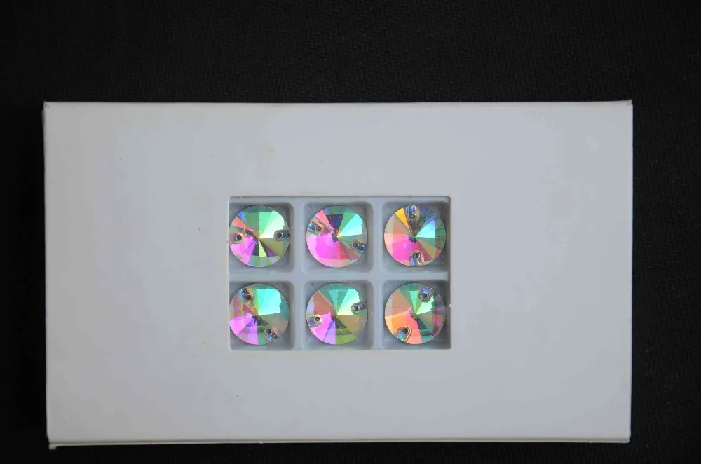 Качество AAA 8 мм ~ 18 кристалл AB Цвет Круглый Rivoli Кристалл Серебряное основание два