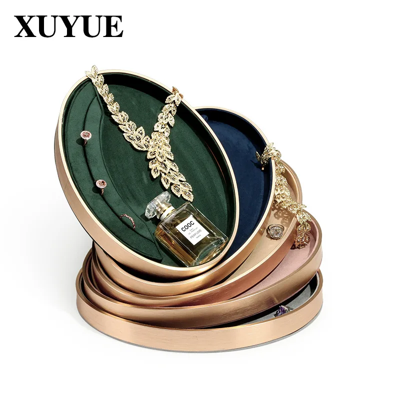 New jewelry tray metal oval jewelry props display jewelry tray jewelry pallet display stand spot