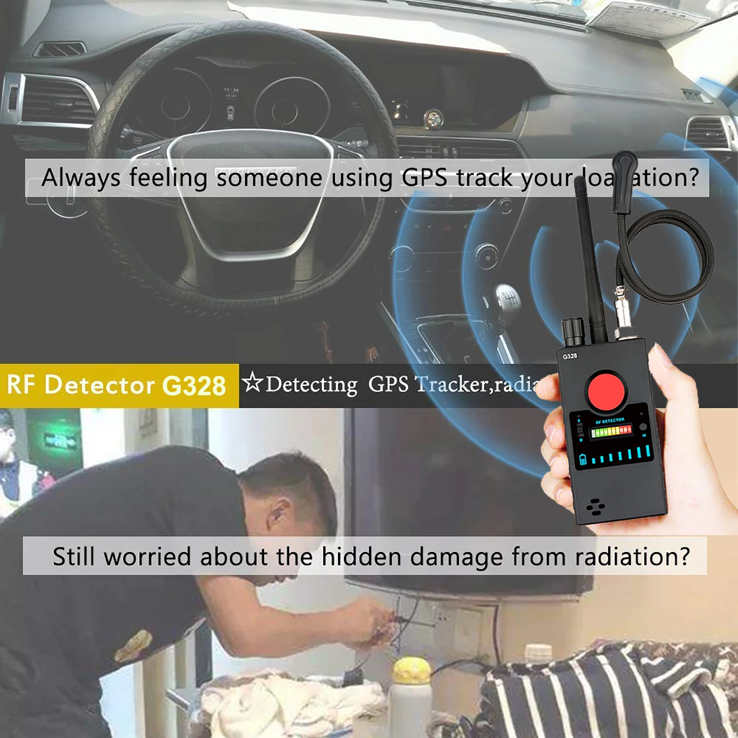 

Anti Spy RF Detector Wireless Camera Finder Bug Tracker with GPS Signal Detector Portable Radio Scanner