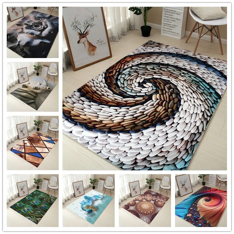 

80*120cm Creative Europe Type 3D Printing Carpet Hallway Doormat Anti - Slip Bathroom Carpet Absorb Water Kitchen Mat/Rug