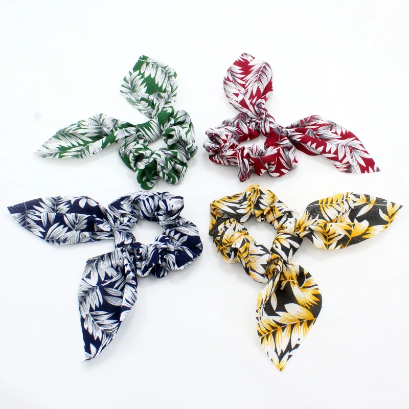 

Newest Fashion Leopard Zebra Printed Scrunchie Turban Bow Streamers For Women Hair Scrunchies Ribbon Elastic Bands Ties Girls