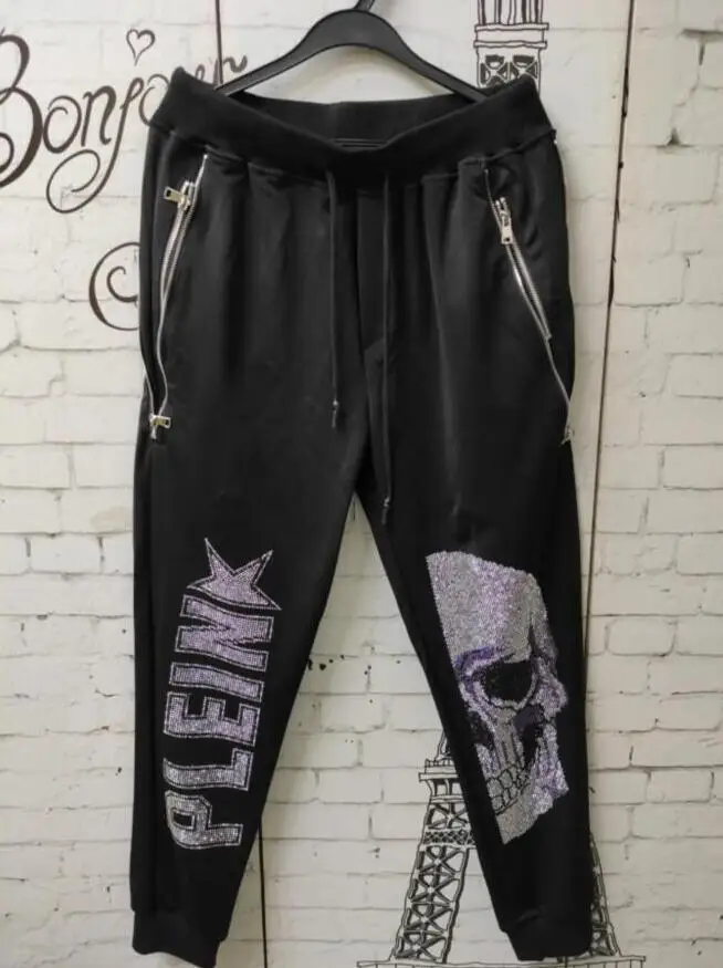 Новинка 2021 мужские комплекты Стразы толстовка с капюшоном и брюки повседневный