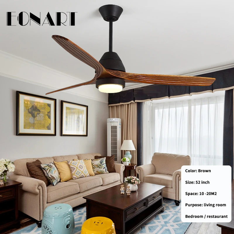 

52 inch solid wood led ceiling fan with lamp remote control decorative ceiling fans for home dc100-240V motor ventilador techo
