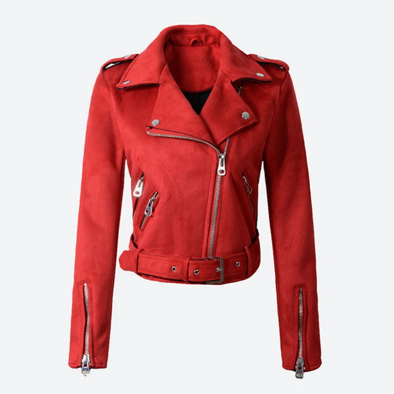 

Women's Suede Leather Jackets Short Motorcycle Coat Womens 2020 Fashion Biker Faux PU Jacket Autumn Winter jaqueta de couro