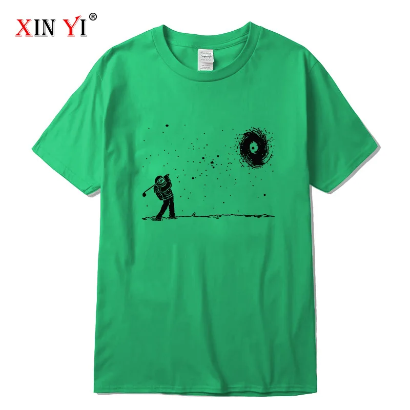 XIN YI Men's High Quality 100% cotton Funny astronaut print t shirt loose o-neck men tshirt short sleeve t-shirt male tee tops | Мужская