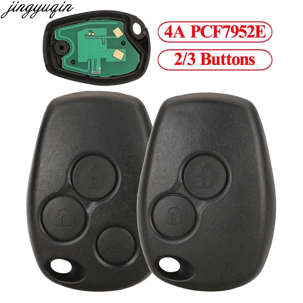 

Jingyuqin Remote Car Key Alarm 4A PCF7952E For Renault Clio Laguna DACIA Duster Kangoo Modus 2/3 Button Without VA2 VAC102 Blade