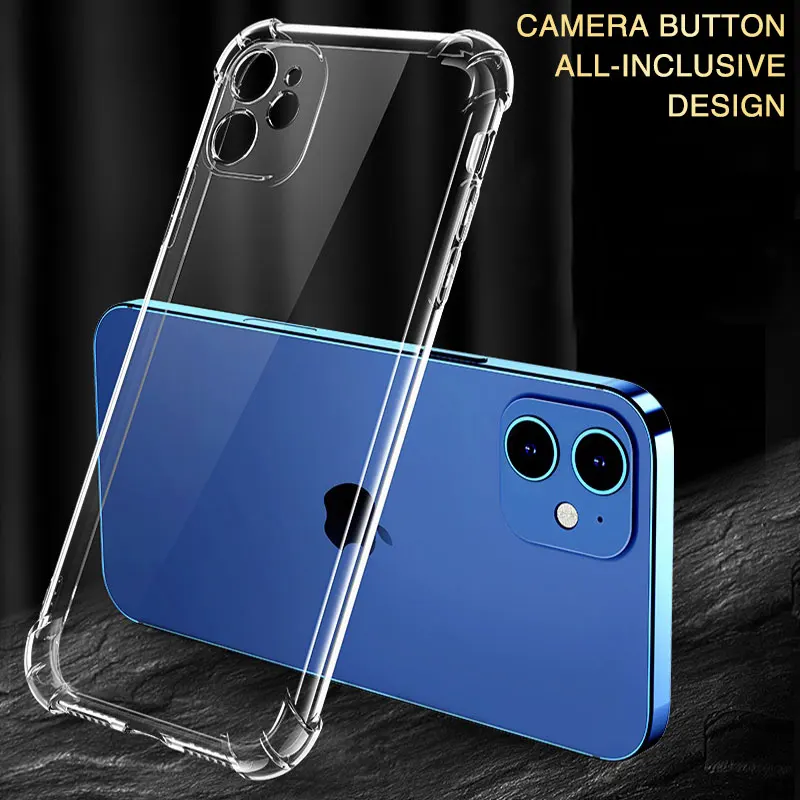 

Thick Shockproof Silicone Phone Case For iPhone 11 12 Pro Xs Max lens Protection Case Back Cover