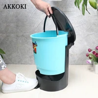 5 5l plastic trash can with lid pedal flip waste box bins creative kitchen garbage basket household dustbin bathroom accessories