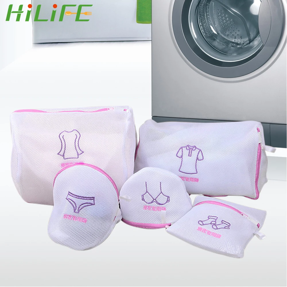 

Складной мешок для белья HILIFE, специальный мешок для стирки белья в стиральной машине, сетчатый мешок для стирки, корзина для белья с вышивко...