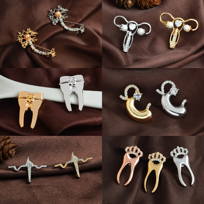 Брошь с инкрустацией в виде зубов и живота, мультяшное украшение для медсестер, значок на лацкан, Подарочный значок для здоровья и медицинского персонала, оптовая продажа