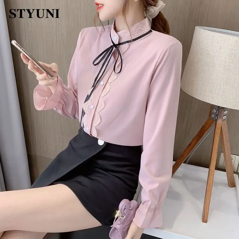 Женская Повседневная рубашка с воротником-стойкой новый стиль 2022 корейская