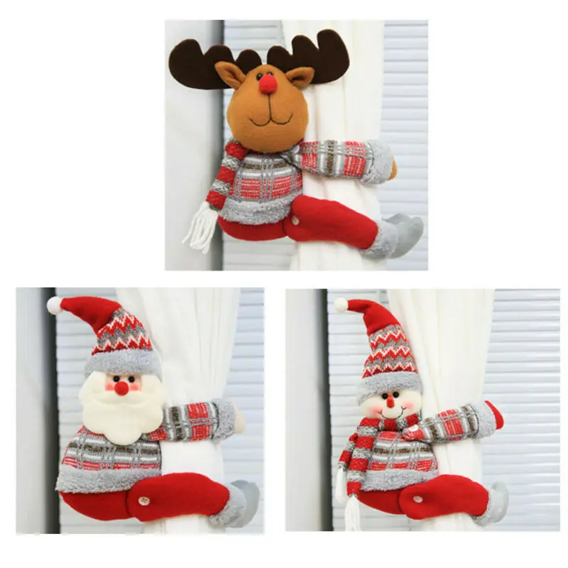 САНТА снеговик олень 219 Рождественская занавеска держатель зажим Пряжка