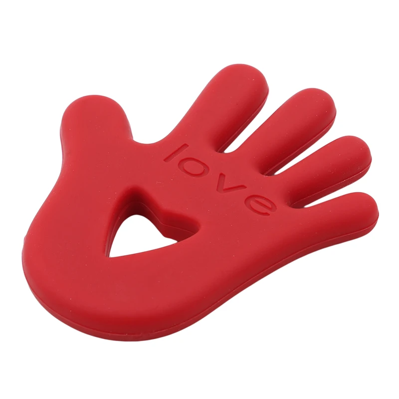 Silicone Teether Safe Baby Teething Toy Cute Hand Palm LOVE Word Necklace Nursing Teethers Chew Toys BPA FREE | Мать и ребенок